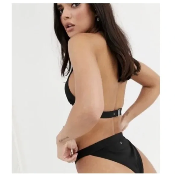 Candypants Exclusive Bandage High Leg Buckle Cut Out Black Bikini Bottom New - Picture 2 of 14